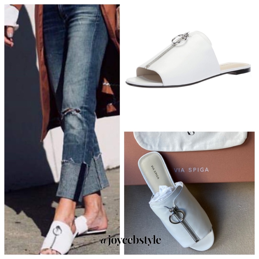 ✨Via Spiga White Hope Slide Sandal